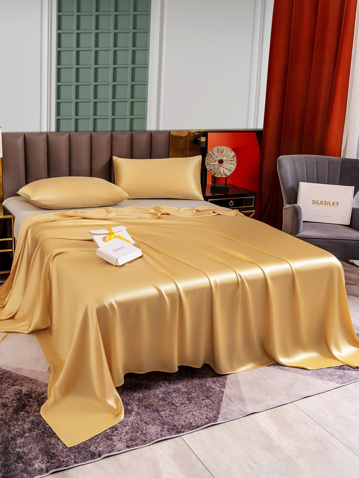[Champagne] SilkSilky-IT 25Momme Seta pura Bedding Set 003