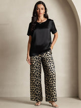 [Multi] SilkSilky-IT Seta pura Maniche Corte Round Neck Pigiami da donna 001