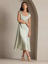[Verde Chiaro] SilkSilky-IT Cap Sleeve Vestiti da donna 004
