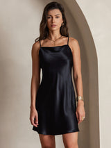 [Nero] SilkSilky-IT Sleeveless Cowl Neck Vestiti da donna 003