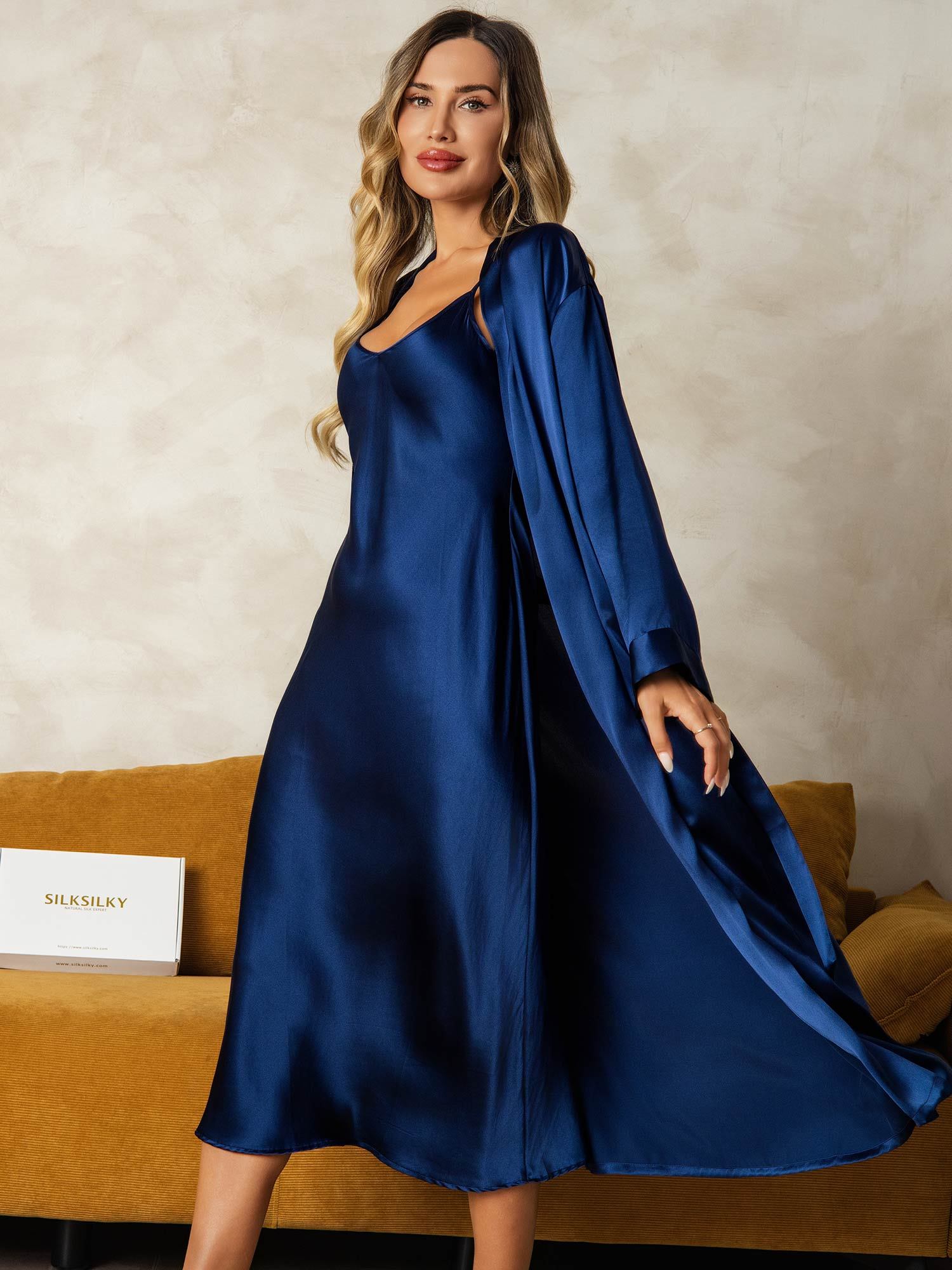 [BluScuro] SilkSilky-IT Seta pura Nightgown&Robe Set 004