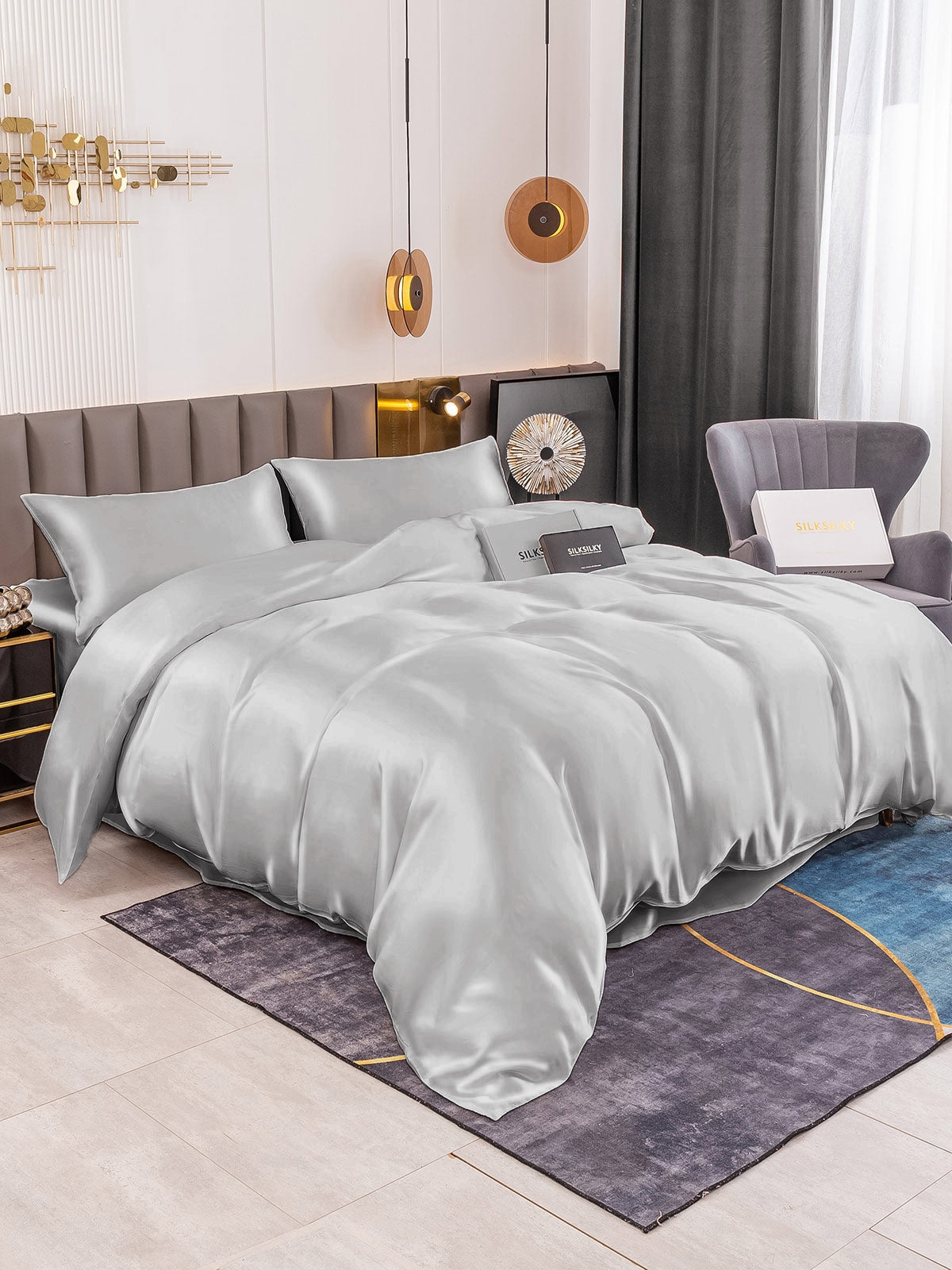 [Argento] SilkSilky-IT 19Momme Seta pura Bedding Set 001