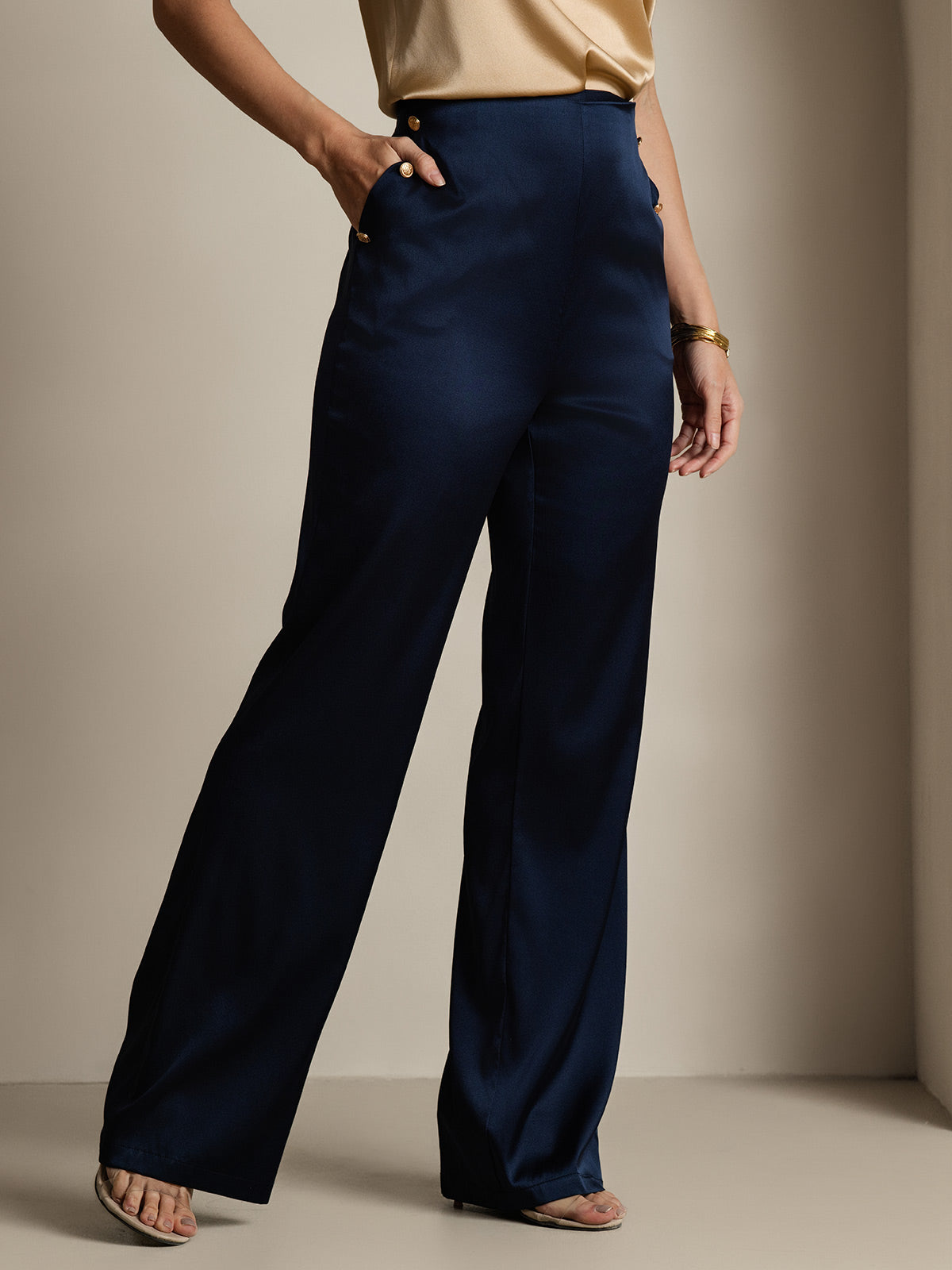 [Blu Scuro] SilkSilky-IT 19Momme Seta Womens Pants 004