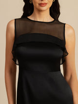 [Nero] SilkSilky-IT Sleeveless Illusion Neck Vestiti da donna 005