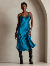 [Verde Acqua] SilkSilky-IT Sleeveless V Neck Vestiti da donna 006