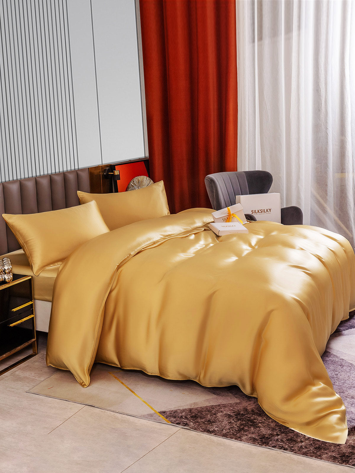 [Champagne] SilkSilky-IT 22Momme Seta pura Bedding Set 003