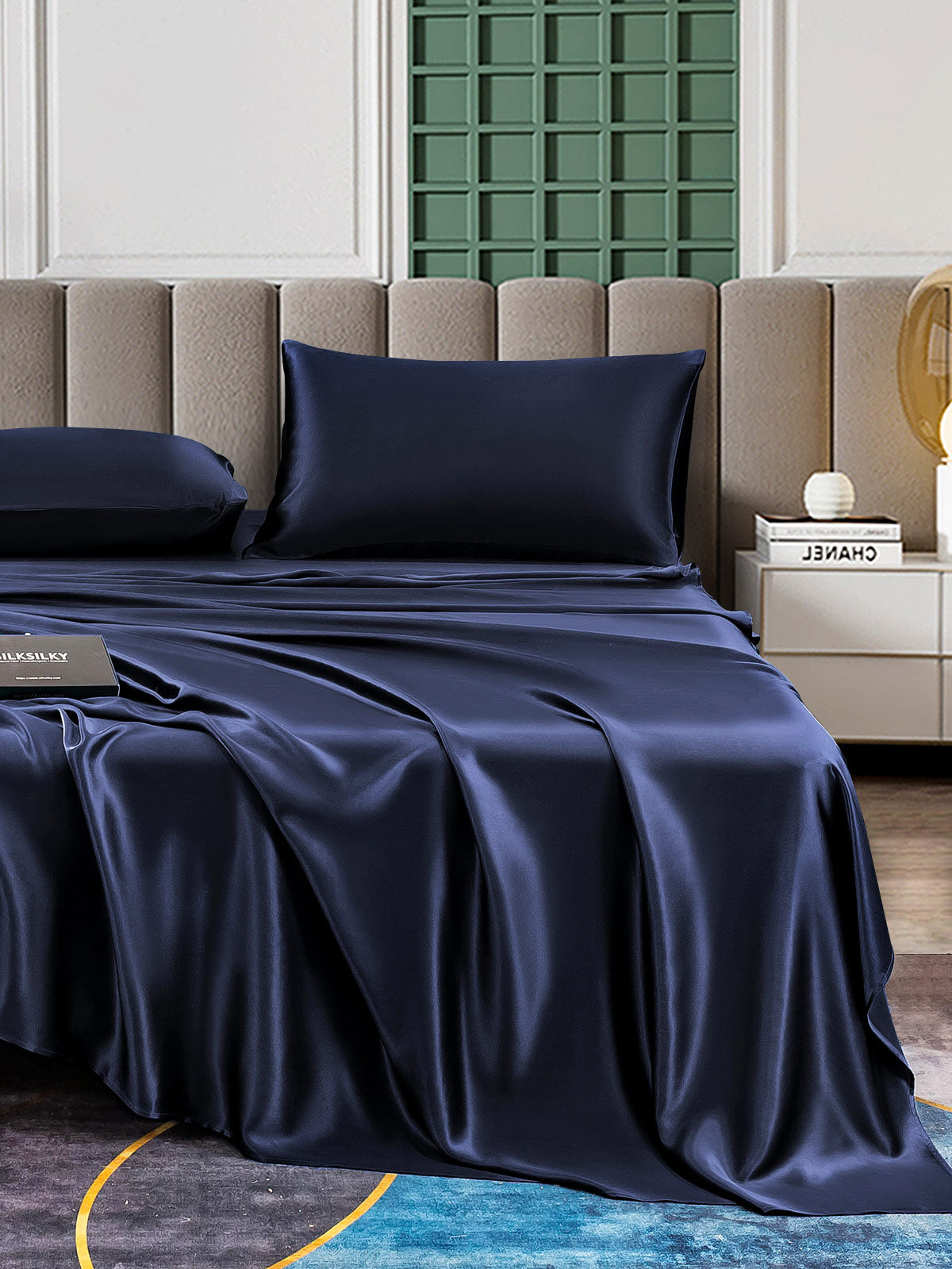 [Blu Scuro] SilkSilky-IT 25Momme Seta pura Bedding Set 006