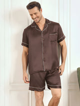 [Caffè] SilkSilky-IT Short Sleeve Lapel Collar Pigiami da uomo 001