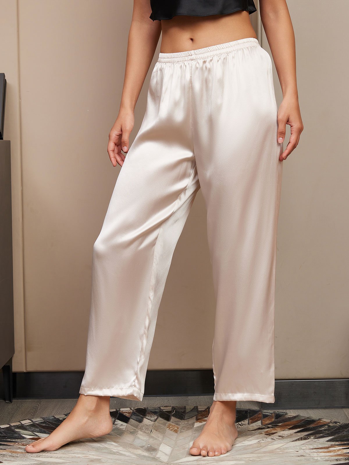 [Beige Chiaro] SilkSilky-IT Seta pura Womens Sleep Bottoms 003