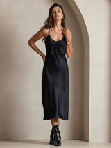 [Nero] SilkSilky-IT Sleeveless V Neck Vestiti da donna 004