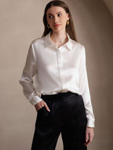 [Bianco] SilkSilky-IT Long Sleeve Lapel Collar Camicie da donna 005