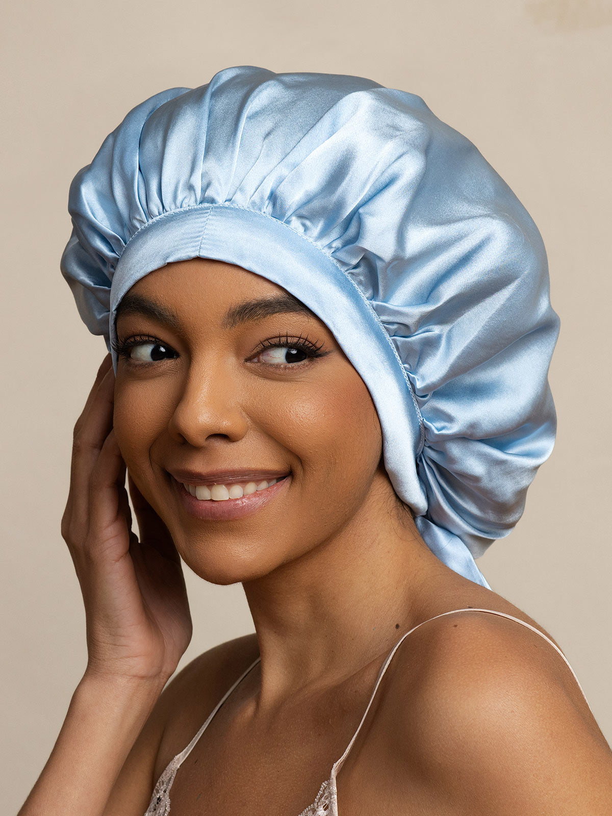 SilkSilky-IT Seta pura Sleep Cap Azzurro 003