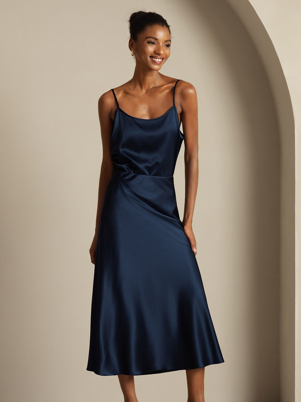 [Blu Scuro] SilkSilky-IT 19Momme Seta pura Womens Outfit Sets 005,