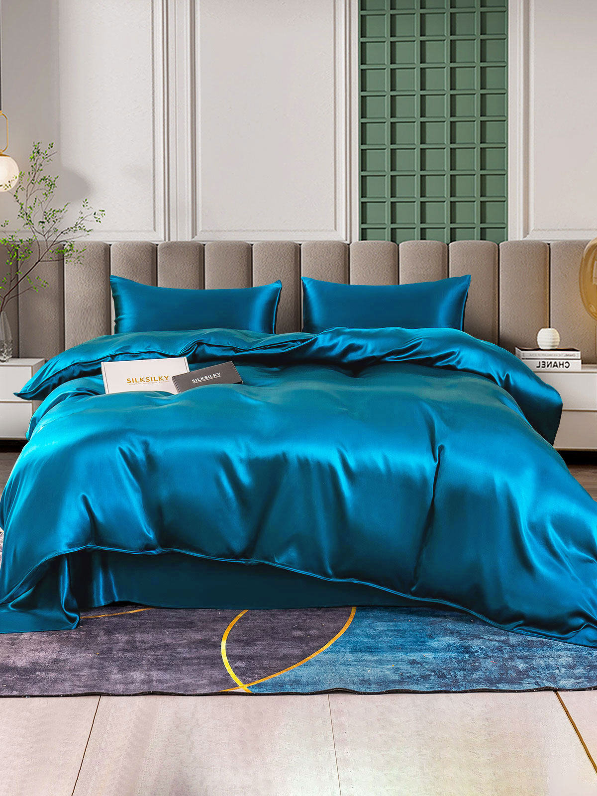 [Verde Acqua] SilkSilky-IT 25Momme Seta pura Bedding Set 001
