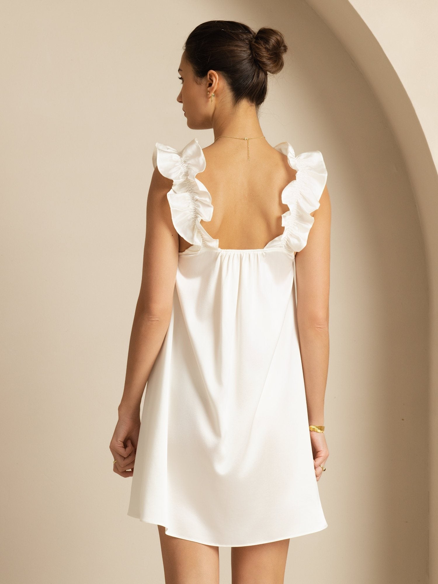 [Bianco] SilkSilky-IT 19Momme Seta Senza maniche Scollo quadrato Vestiti da donna 002