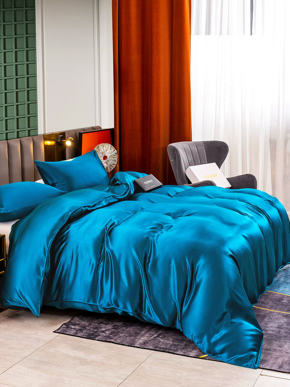 [Verde Acqua] SilkSilky-IT 25Momme Seta pura Bedding Set 002