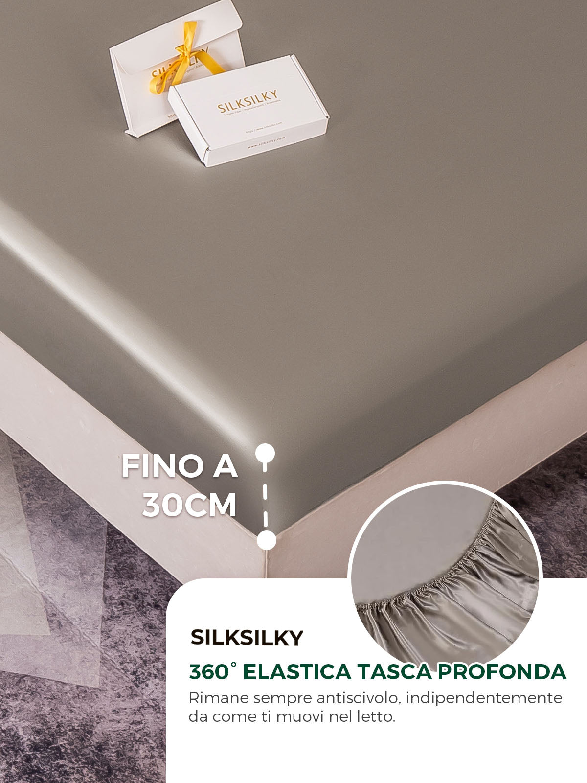 [Grigio] SilkSilky-IT 19Momme Seta pura Bedding Set 004