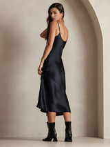 [Nero] SilkSilky-IT Sleeveless V Neck Vestiti da donna 002