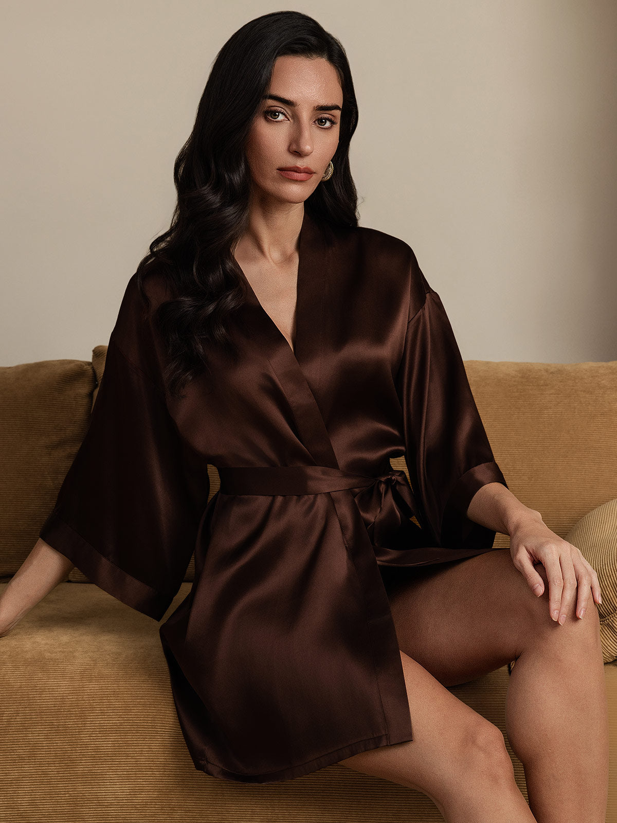 [Caffè] SilkSilky-IT A metà Womens Robe 003