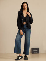 [Nero] SilkSilky-IT Manica lunga Collo alto Capispalla da donna 007