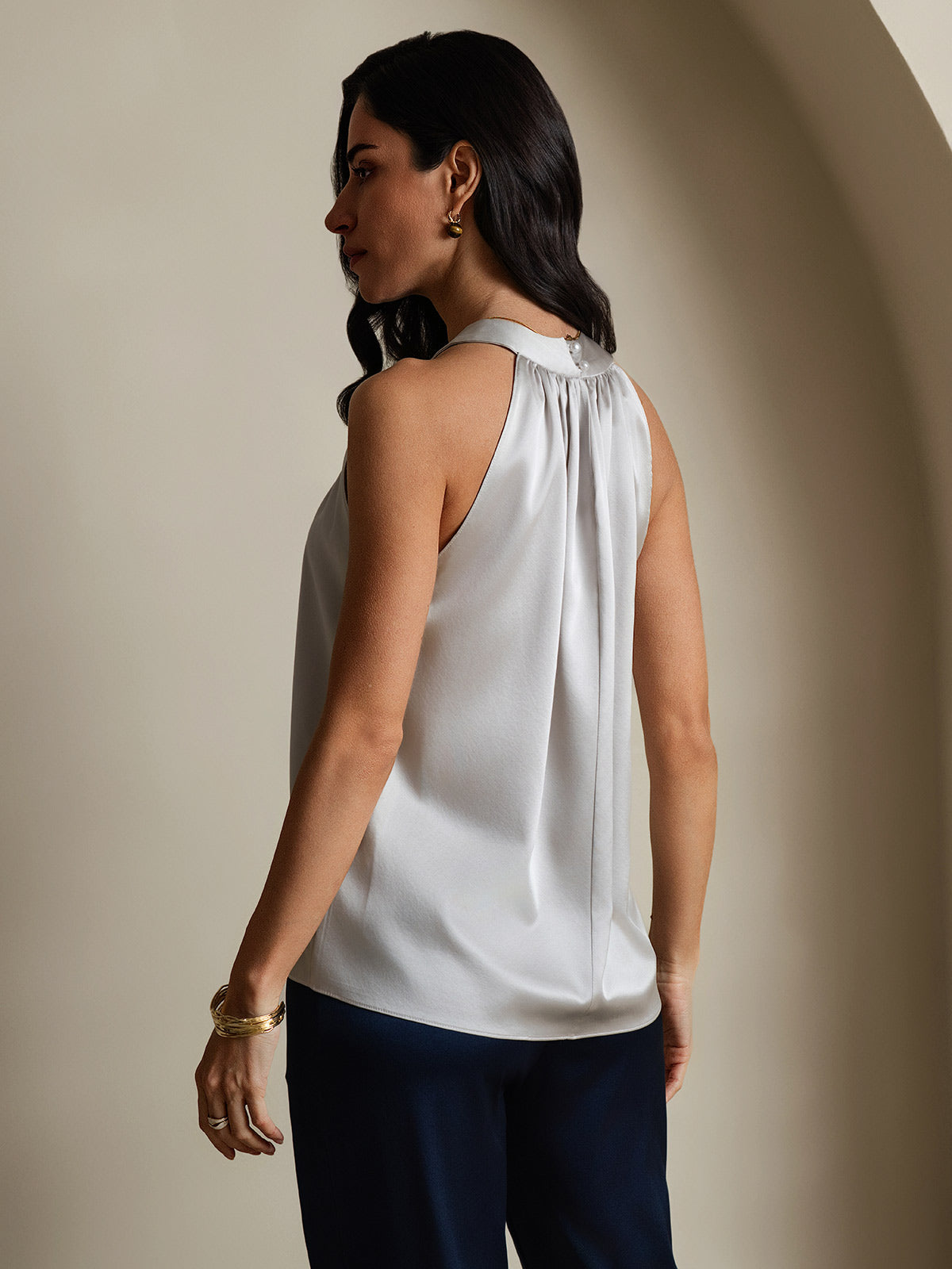 [Grigio Chiaro] SilkSilky-IT 19Momme Seta Womens T-Shirt 002