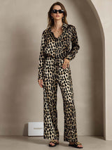 [Leopardo] SilkSilky-IT 19Momme Seta Colletto risvolto Women''s Outfit Sets 001