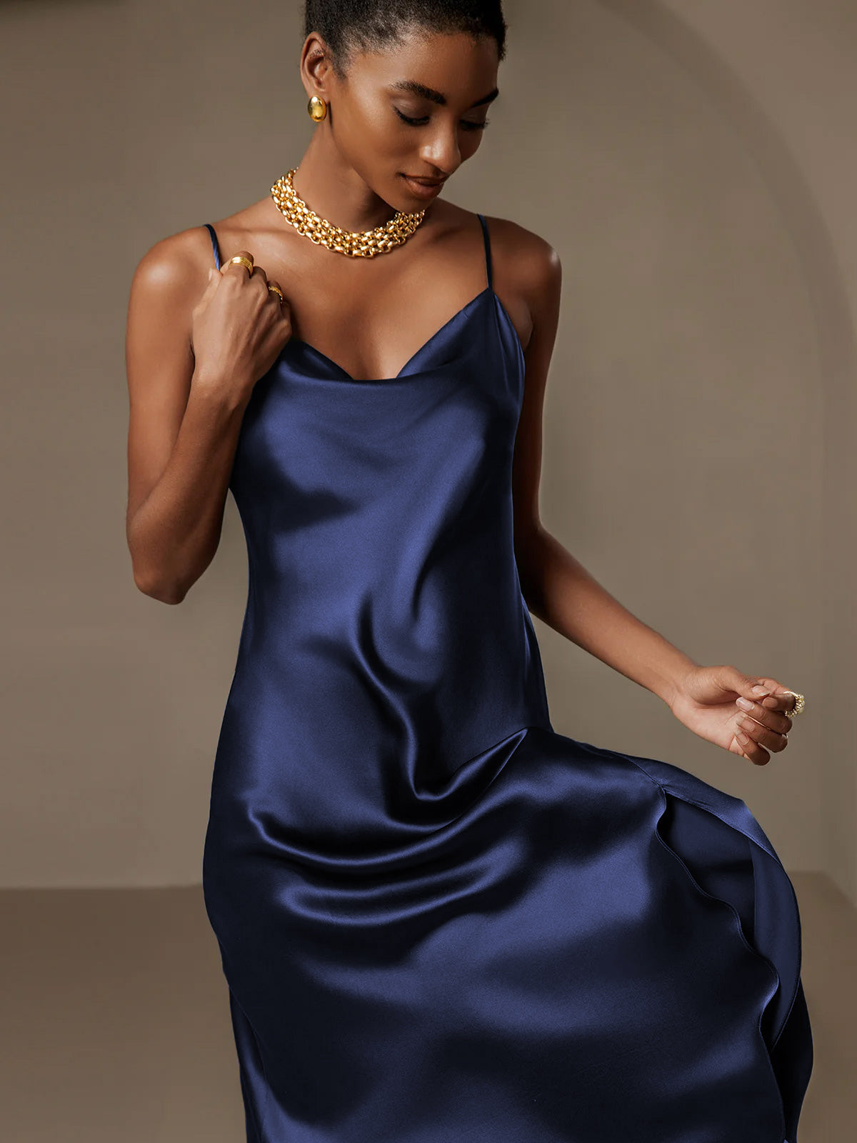 [Blu Scuro] SilkSilky-IT 19Momme Nightgown 006