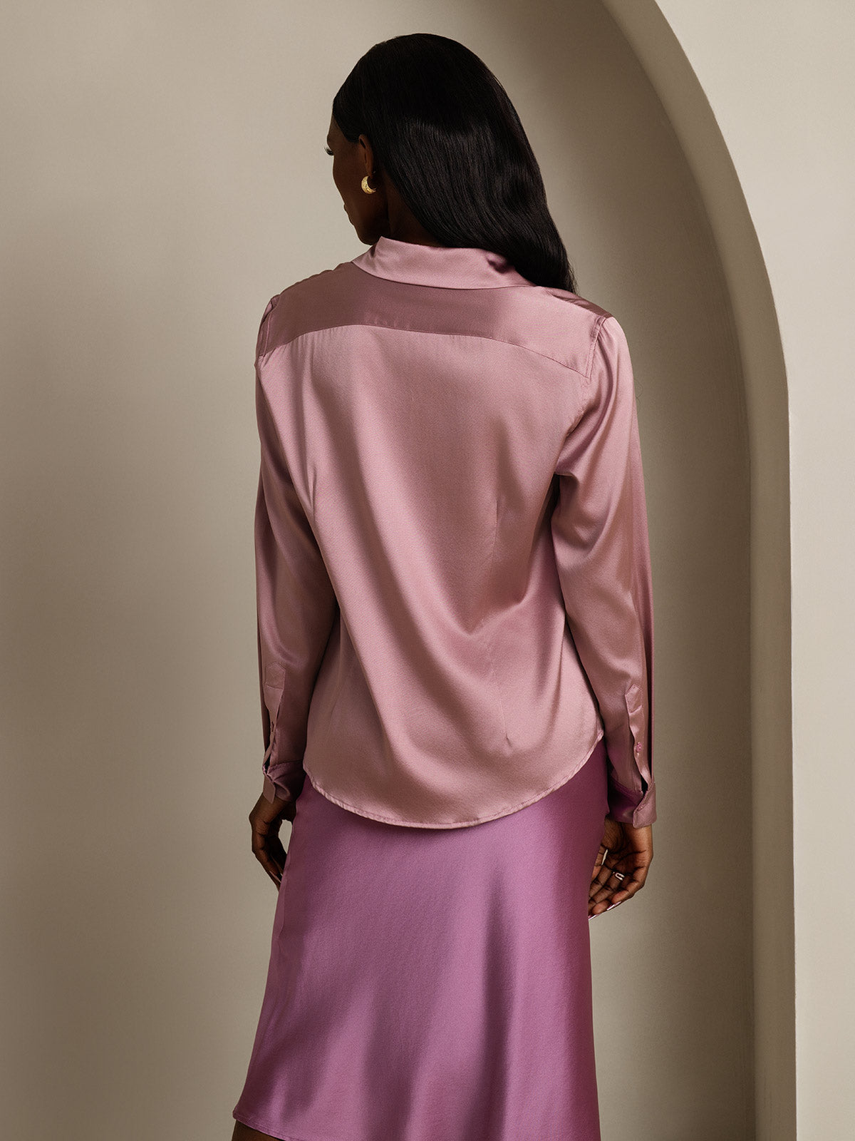 [Malva Pallido] SilkSilky-IT Seta Colletto risvolto Camicie da donna 002