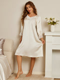 SilkSilky IT Seta pura Manica lunga Nightgown Bianco 003