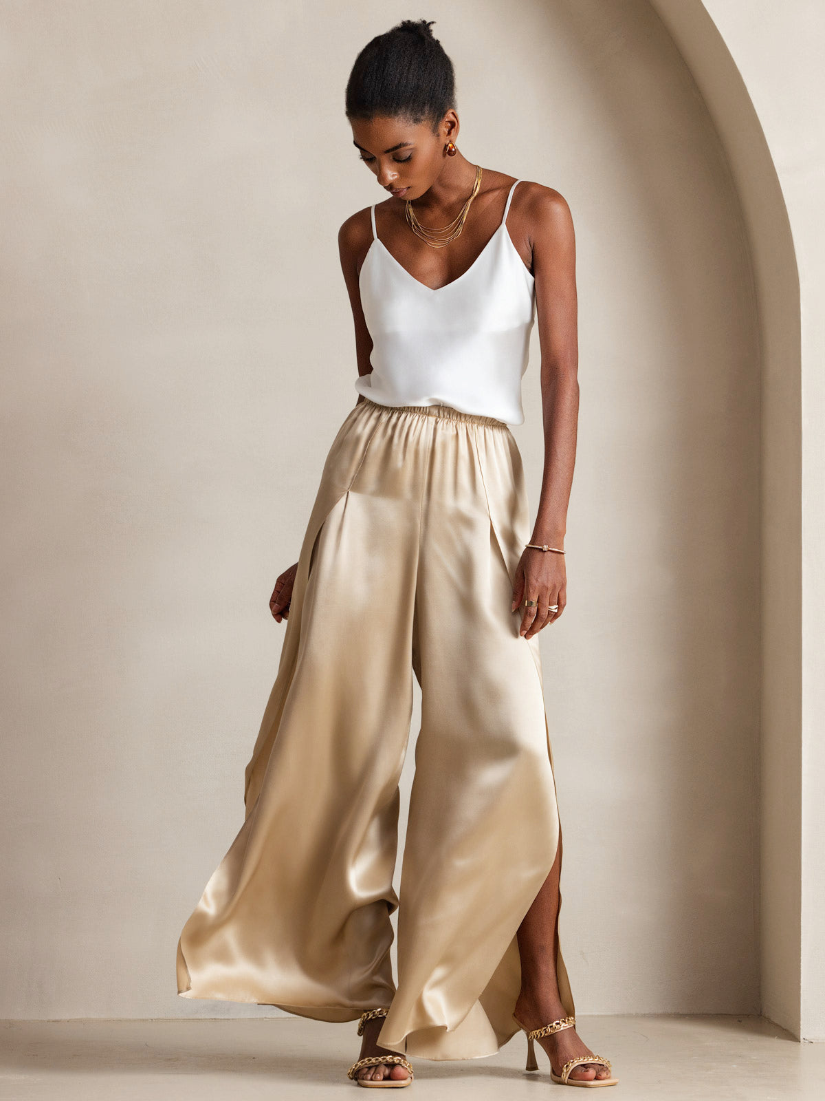 [Bianco] SilkSilky-IT Seta pura Camisoles 005