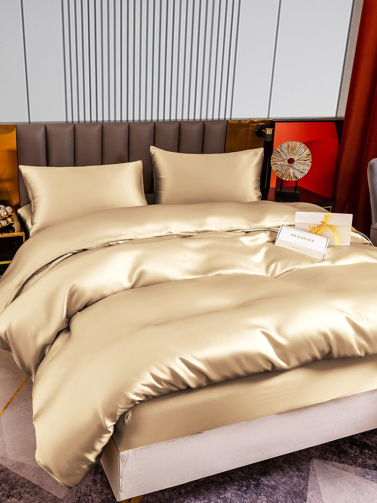 [Beige] SilkSilky-IT 22Momme Seta pura Bedding Set 003
