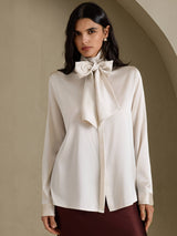 [Grigio Chiaro] SilkSilky-IT Long Sleeve High Neck Bluse 001