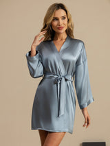 [Blu Grigiastro] SilkSilky-IT 3/4 Sleeve Vestaglia da donna 001