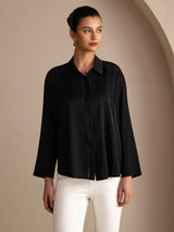 [Nero] SilkSilky-IT Long Sleeve Lapel Collar Camicette 001