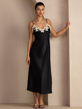 [Nero] SilkSilky-IT Sleeveless V Neck Vestiti da donna 005