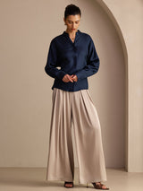 [Blu Scuro] SilkSilky-IT Long Sleeve Blouse 006