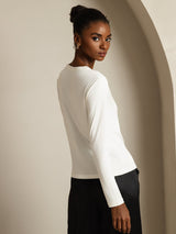 [Bianco] SilkSilky-IT Long Sleeve Crew Neck Magliette donna 002