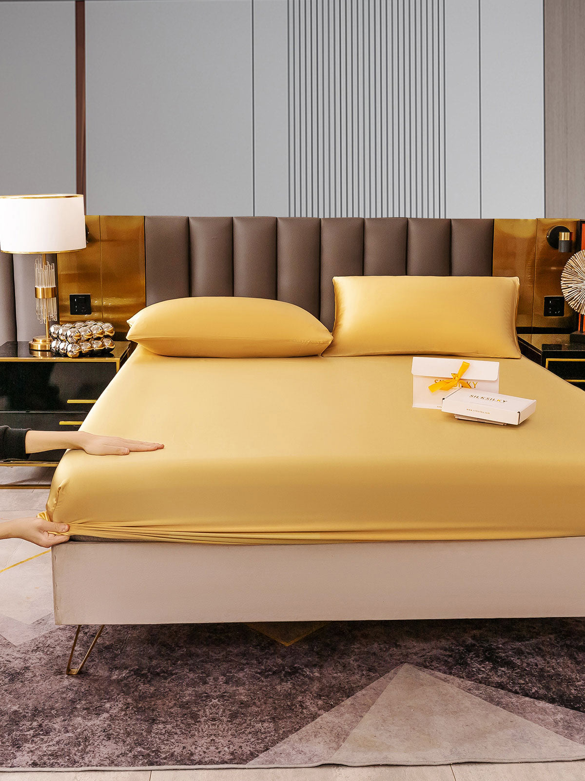 [Champagne] SilkSilky-IT 22Momme Seta pura Bedding Set 006