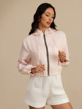 [Rosa] SilkSilky-IT 18Momme Manica lunga Collo alto Capispalla da donna 004