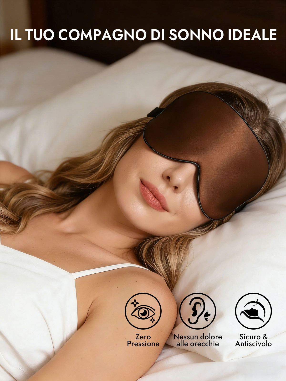 [Marrone] SilkSilky-IT Mascherina da Notte 005
