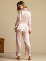 [Rosa] SilkSilky-IT Long Sleeve Lapel Collar Pigiami da donna 002