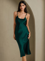 [Verde Scuro] SilkSilky-IT Sleeveless V Neck Vestiti da donna 003
