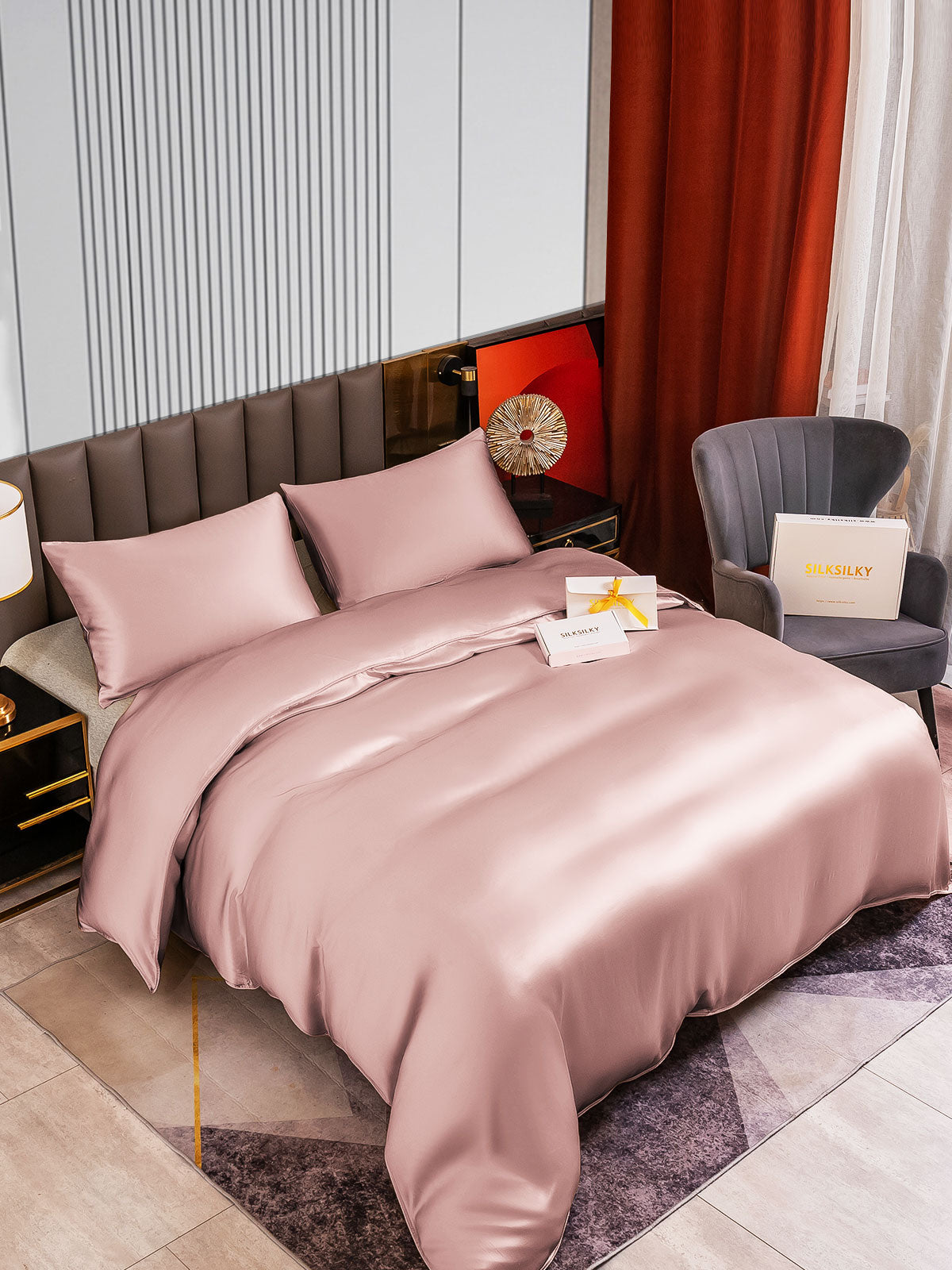 [Malva Pallido] SilkSilky-IT 22Momme Seta pura Bedding Set 002
