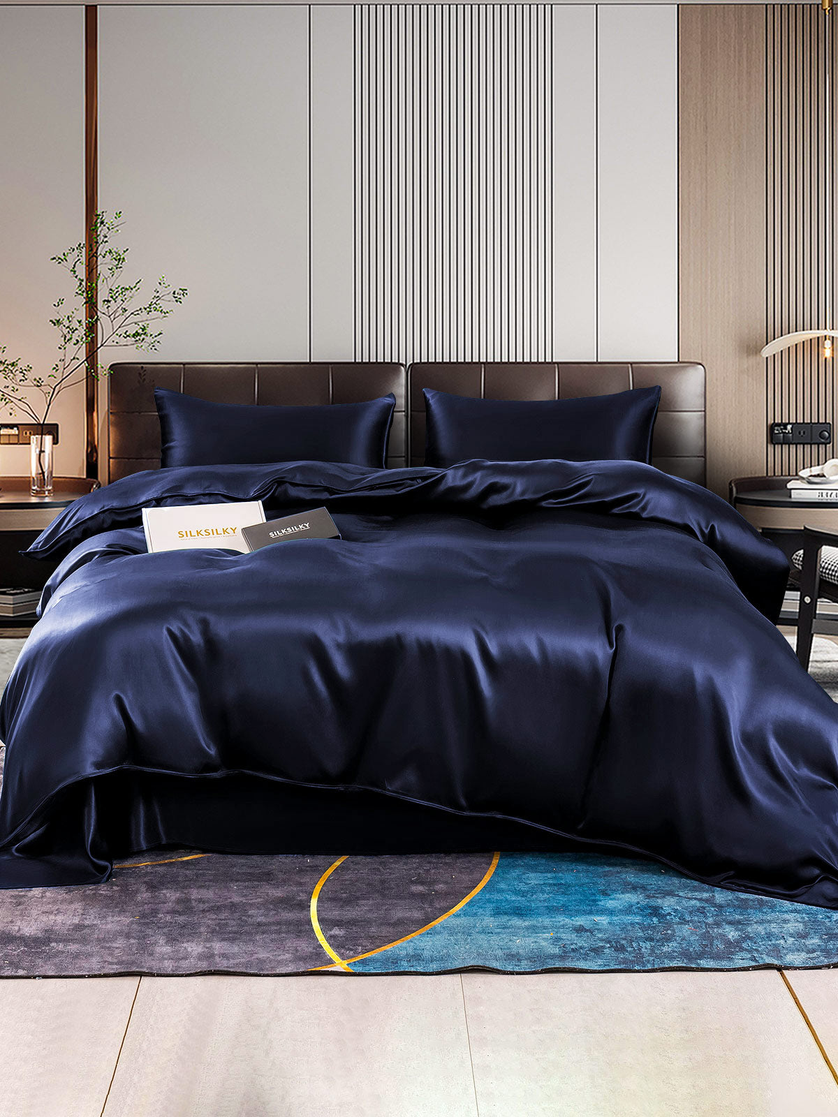 [Blu Scuro] SilkSilky-IT 22Momme Seta pura Bedding Set 001