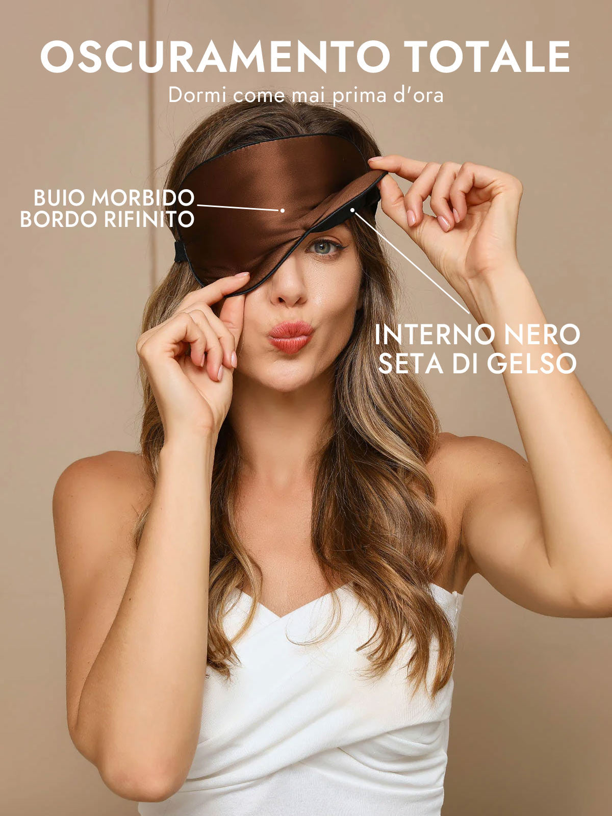 [Marrone] SilkSilky-IT Mascherina da Notte 002