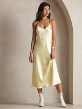 [Giallo Chiaro] SilkSilky-IT Sleeveless V Neck Camicia da notte 001