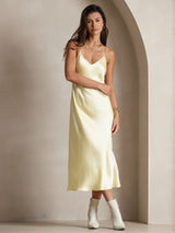 [Giallo Chiaro] SilkSilky-IT Sleeveless V Neck Camicia da notte 004