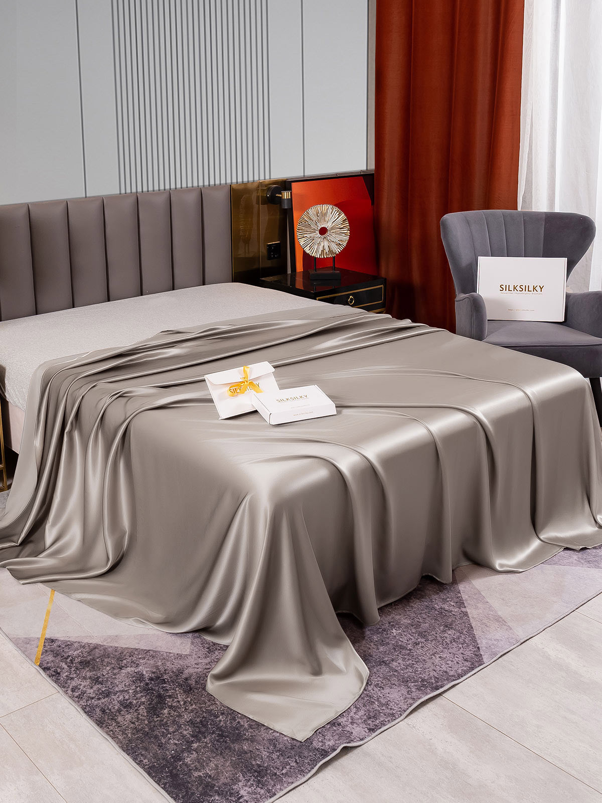 [Grigio] SilkSilky-IT 22Momme Seta pura Sheet 002