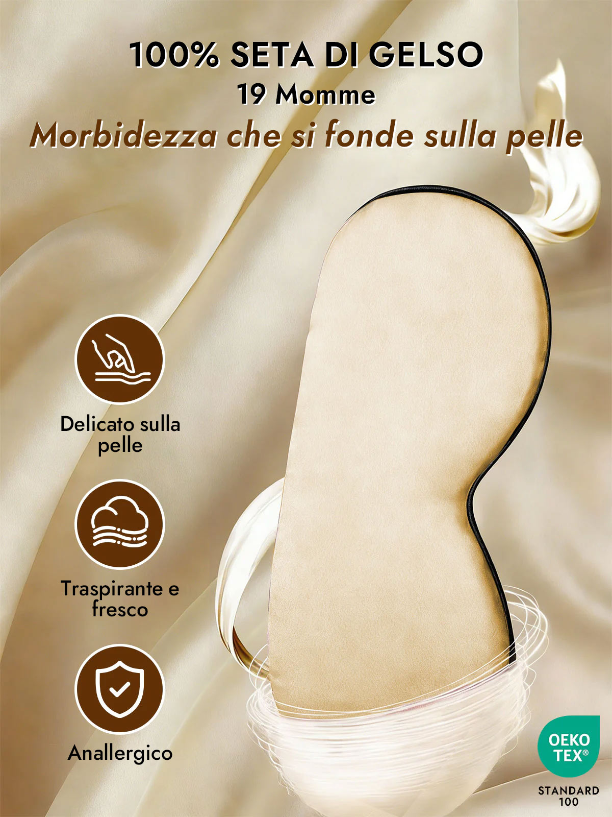 [Champagne] SilkSilky-IT Mascherina da Notte 003