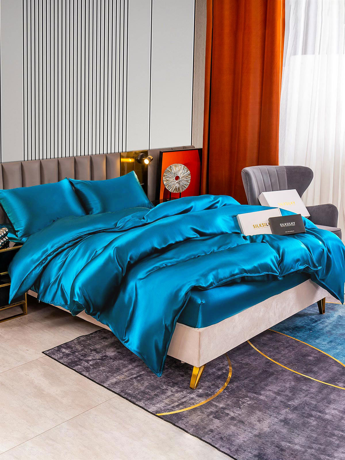 [Verde Acqua] SilkSilky-IT 22Momme Seta pura Bedding Set 003